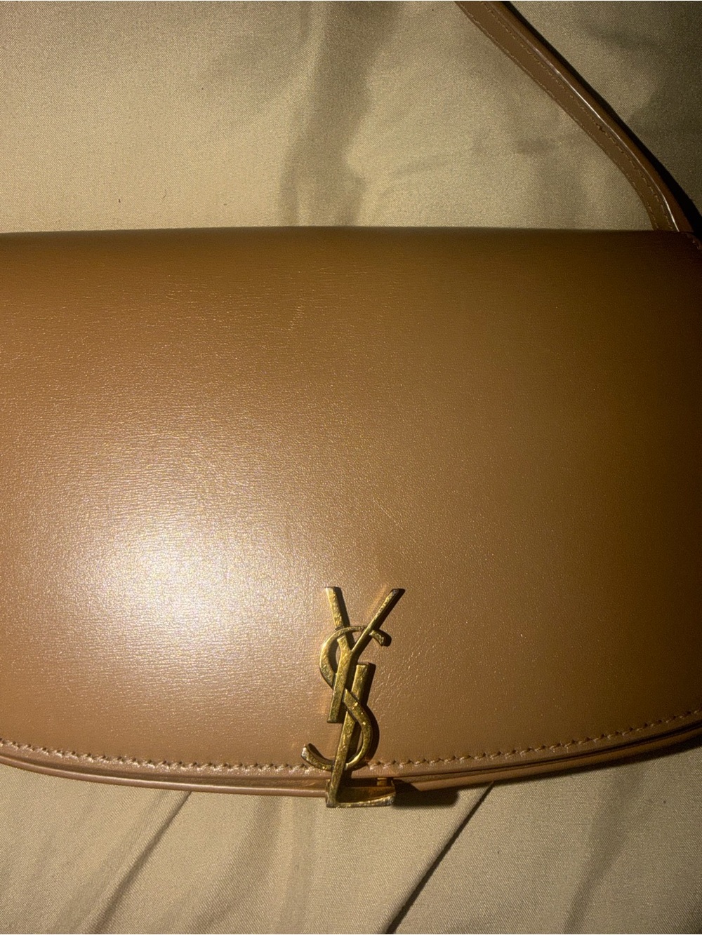 Saint Laurent Taupe Shoulder Bag with Gold YSL Hardware - Picture 3 of 7